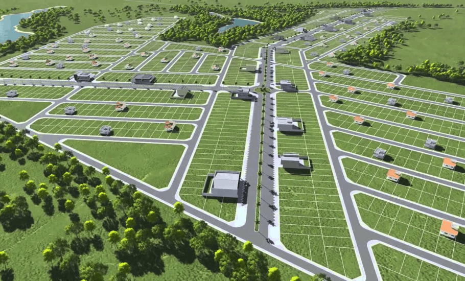A huge land with few houses