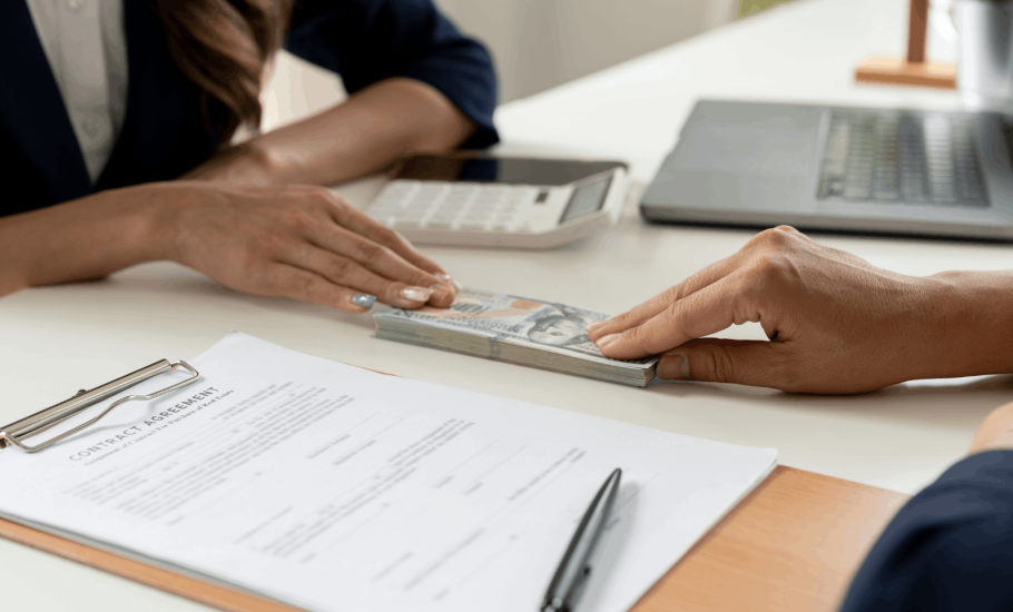 Lender giving money