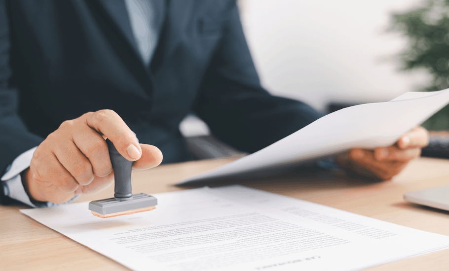 Man approving a document