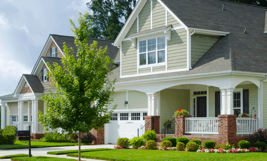 Suburban neighborhood with gray roofs