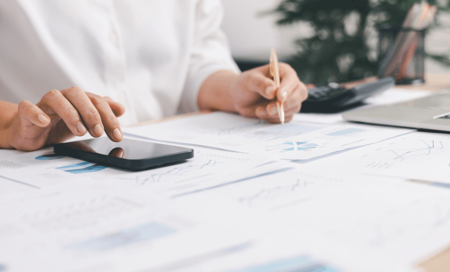 Woman doing cost calculation