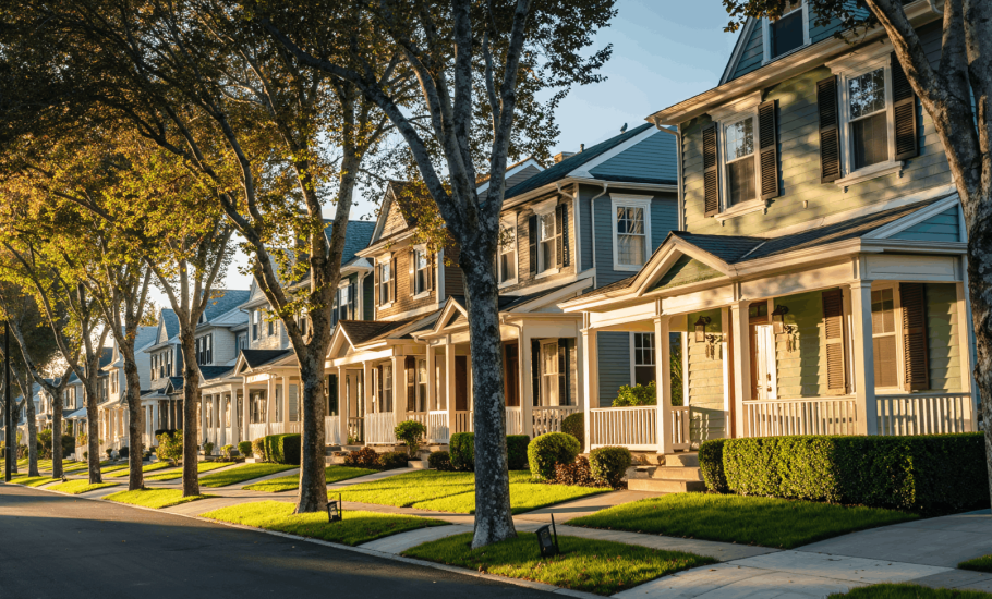 row houses in suburb